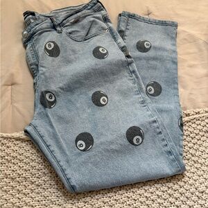 Men’s Blue Jeans with 8-Ball Design- Fashion Nova